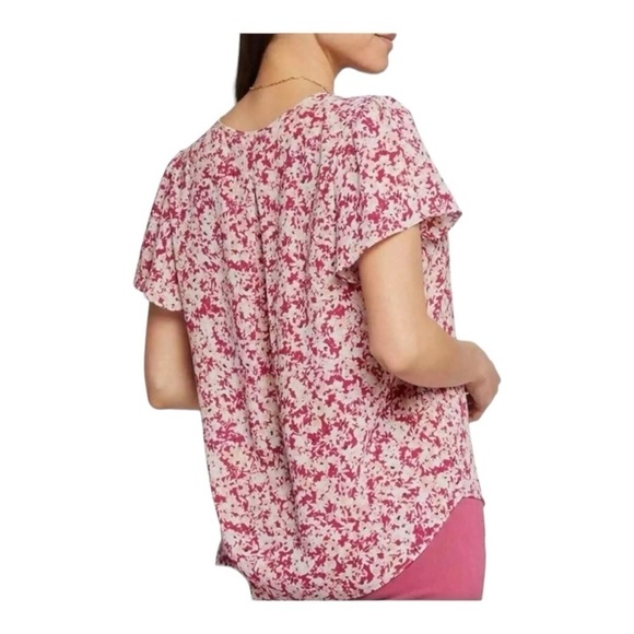 NYDJ Ditsy Floral Petal Short Sleeve Fairy Dust Floral Print Blouse Size S NEW - Picture 14 of 15